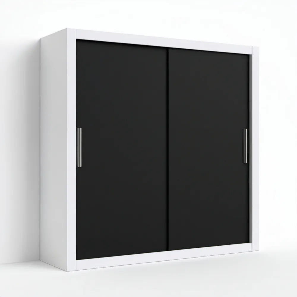 Szafa z drzwiami przesuwnymi 180 × 60 × 200 cm, biała/czarna