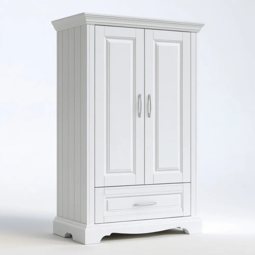 Biała 2-drzwiowa szafa garderobiana z MDF, 100 × 55 × 200 cm