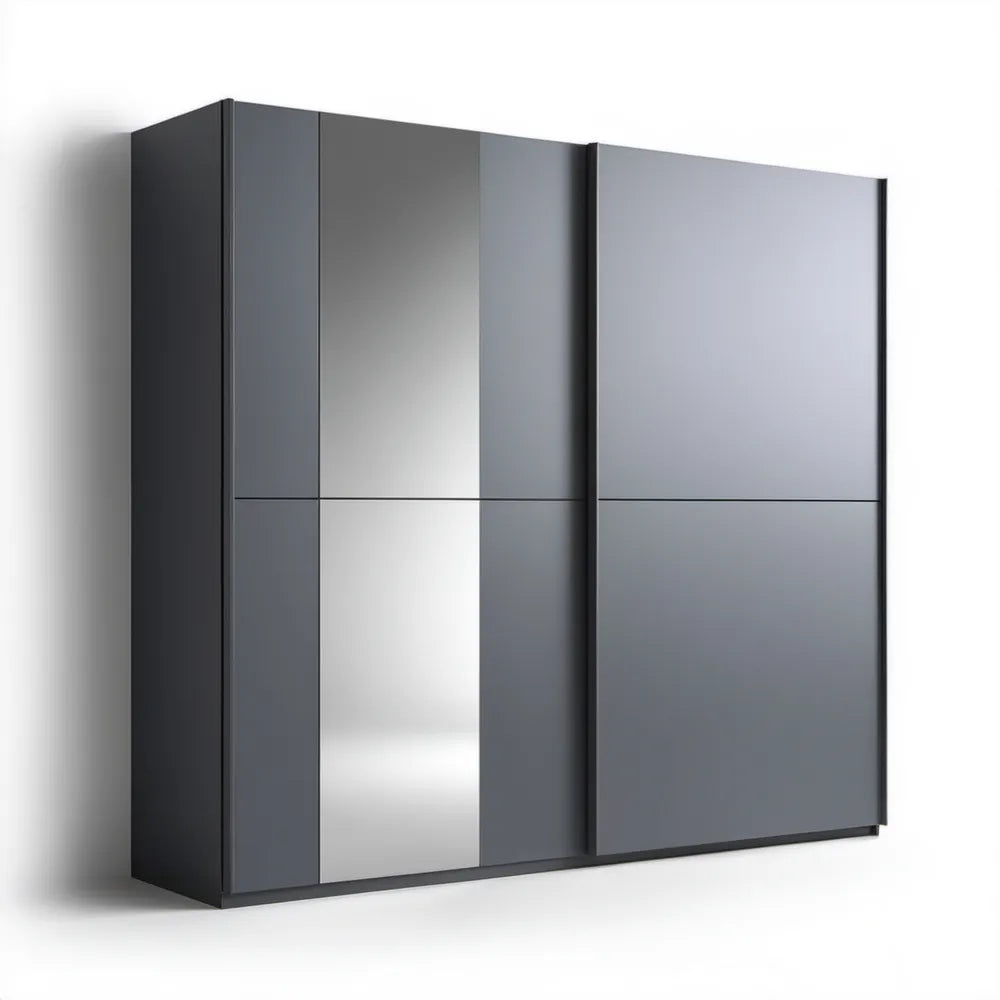 Szafa przesuwna z lustrem antracytowa 200 x 60 x 215 cm