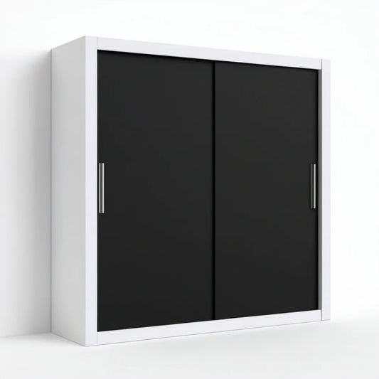 Szafa z drzwiami przesuwnymi 180 × 60 × 200 cm, biała/czarna