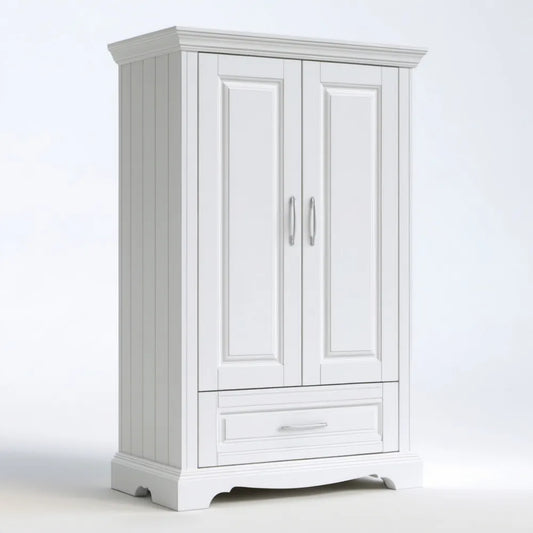 Biała 2-drzwiowa szafa garderobiana z MDF, 100 × 55 × 200 cm
