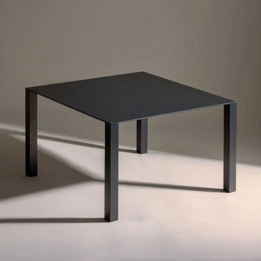 Czarny kwadratowy stół aluminiowy 80 × 80 × 75 cm