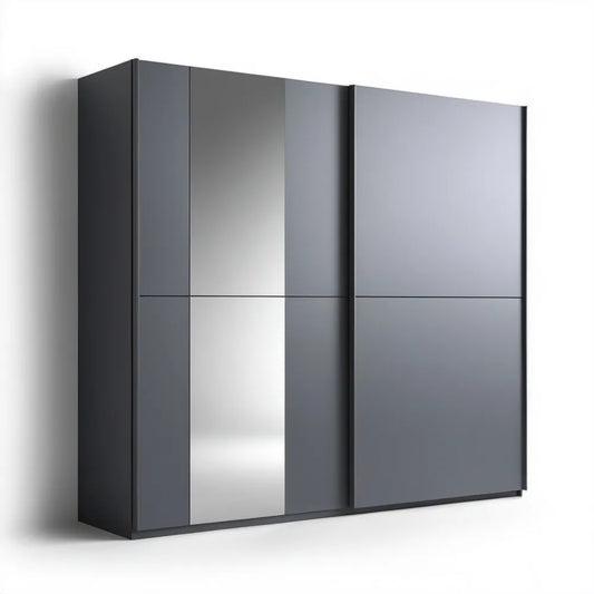 Szafa przesuwna z lustrem antracytowa 200 x 60 x 215 cm